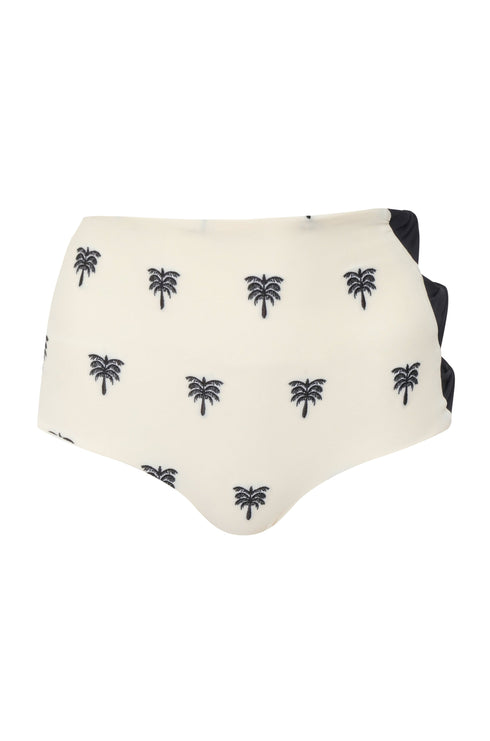 Tejada Embroidered Bottom / Ivory - Black Polka Palms