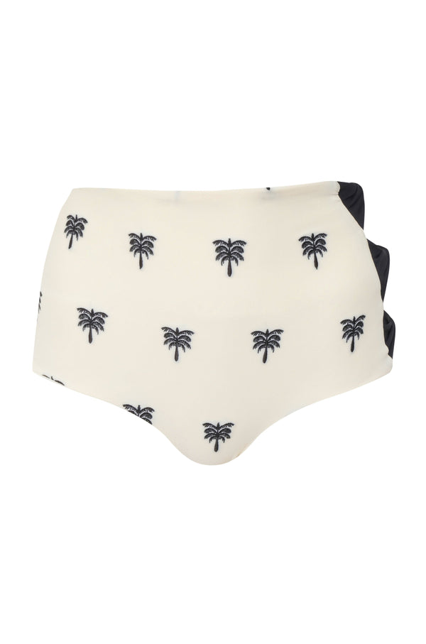 Tejada Embroidered Bottom / Ivory - Black Polka Palms