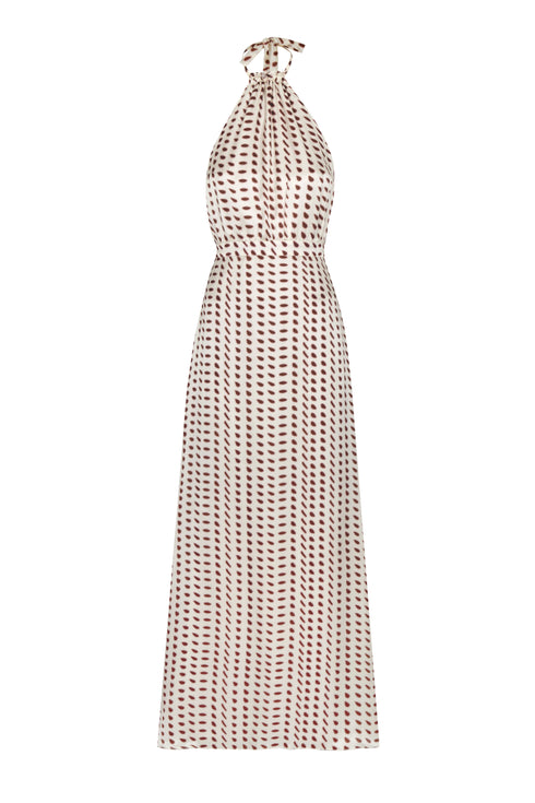 Magdalena Satin Silk Maxi Dress / Ivory Wine Seeds
