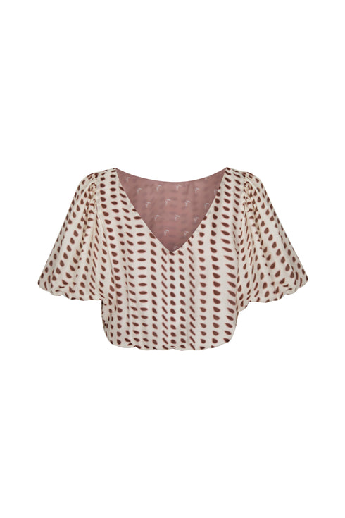 Guayacan Silk Blouse / Ivory Wine Seeds