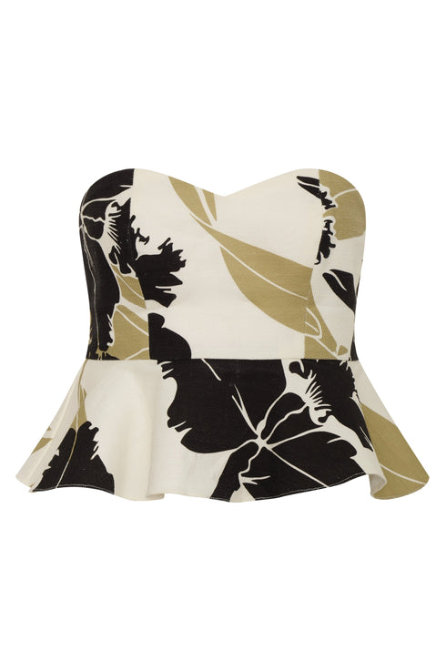 Peplum Cotton Top / Black Orchids