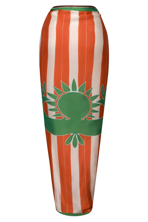 De La Falaise Cotton Silk Sarong / Green Solana Shield