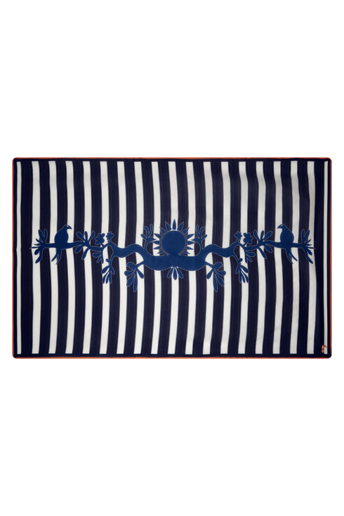 De La Falaise Cotton Silk Sarong / Navy Solana Shield