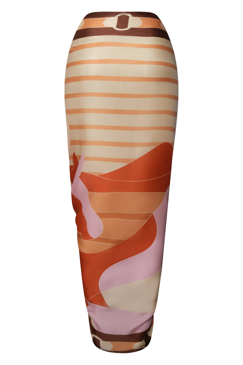 De La Falaise Cotton Silk Sarong / Orange Horses
