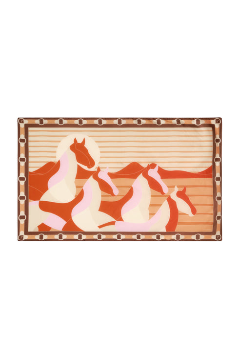 De La Falaise Cotton Silk Sarong / Orange Horses