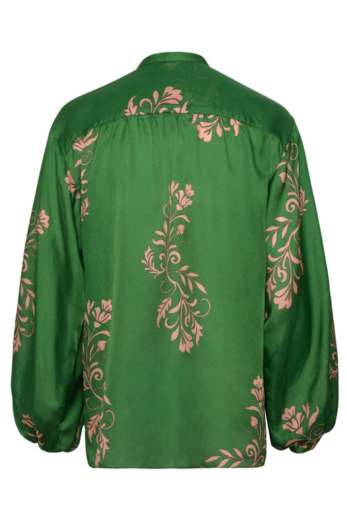 Don Simon Cotton Silk Shirt / Green Buganvilias