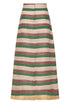 El Carmelo Linen Midi Skirt / Green Artisanal Stripes