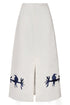 El Carmen Embroidered Midi Skirt / Ivory and Navy