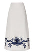 El Carmen Embroidered Midi Skirt / Ivory and Navy