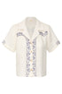 El Jared Linen Embroidered Shirt / Ivory Blue Horseshoes