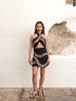 Guainia Embroidered Linen Mini Skirt / Black