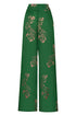 Fiol Cotton Silk Pants / Green Buganvilias