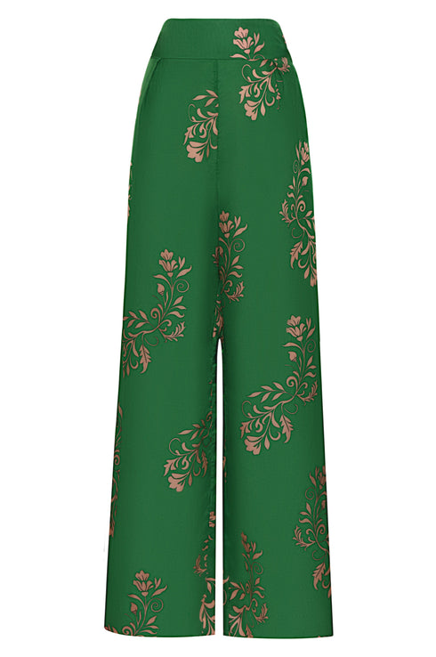 Fiol Cotton Silk Pants / Green Buganvilias