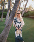 Andina Hand Embroidered Linen Tunic / Aquamarine Palms