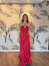 Sevillana Silk Crepe Maxi Dress / Red & Fuchsia Buganvilias