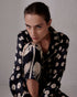 Noches de Luna Satin Silk Blouse / Black Mini Palms Cream