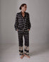 Noches de Luna Satin Silk Blouse / Black Mini Palms Cream