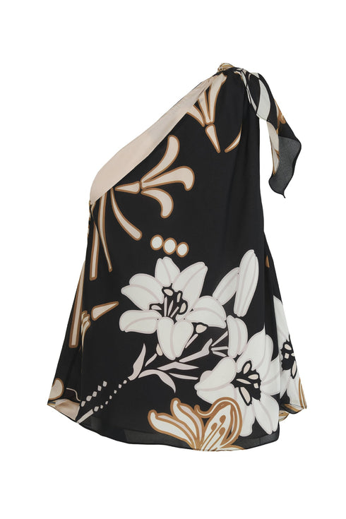 Myanmar Crepe Chine Top / Black