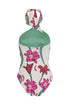 Torre Del Cielo Embroidered One Piece / Beige Fuchsia Flowers