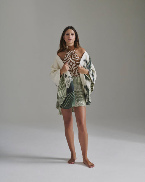 Magdalena Cotton Silk Blouse / Brown Arabesque