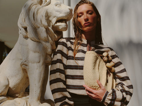 Las Rosas Linen Shirt / Navy Stripes
