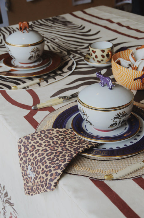 Jaguar Embroidered Linen Napkins / Set of 4