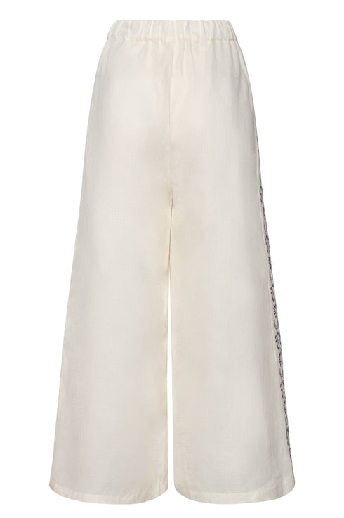 Jared Linen Capri Pants / Ivory Blue Horseshoes