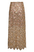 La Sultana Sequined Midi Skirt / Gold Palms