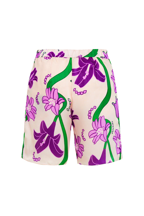 Noches De Luna Silk Shorts / Violet Flowers