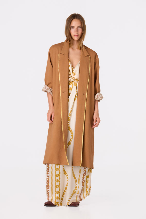 Macarena Satin Silk Midi Dress / Gold Chains