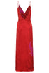 Macarena Silk Jacquard Midi Dress / Red & Fuchsia Maxi Buganvilia