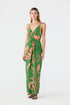 Macarena Silk Midi Dress / Green Buganvilia