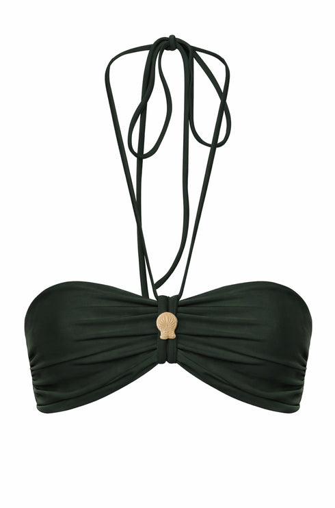 Maria Top / Dark Green & Ivory
