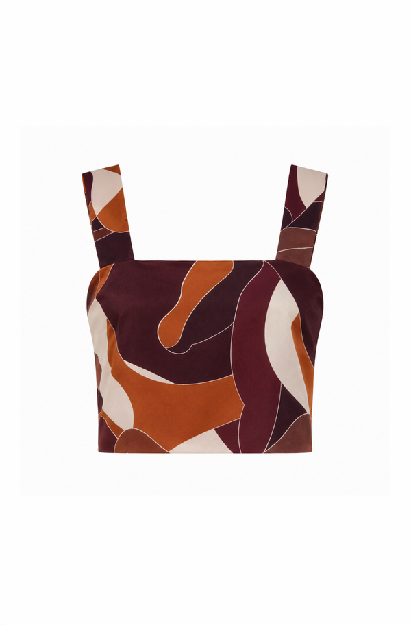 Marimba Crepe Top / Purple Horses