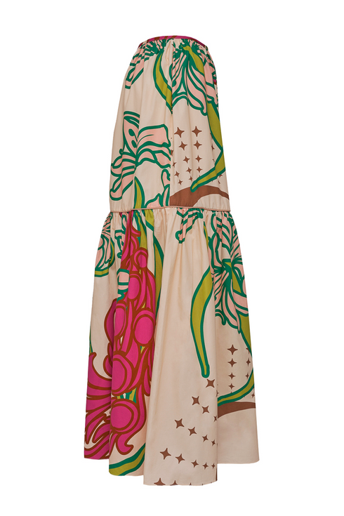 Ornella Cotton Maxi Skirt / Beige Moon Garden