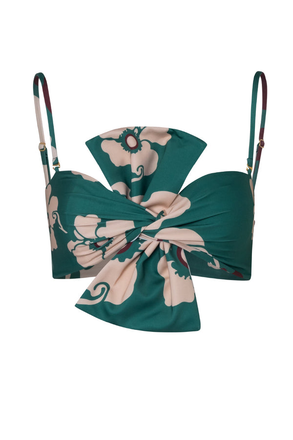 Albatross Top / Emerald Green Maxi Flowers - Ivory