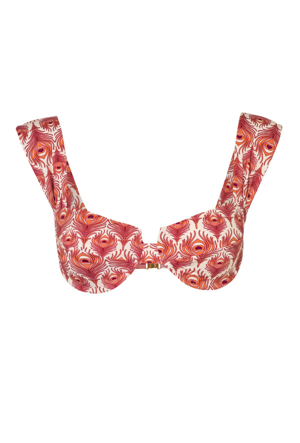 Sabina Top / Red Peacock Feathers