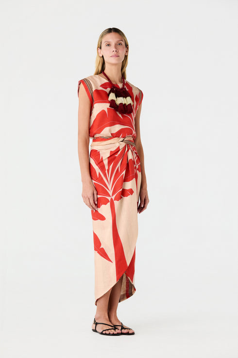 Montera Linen Top / Orange Palms