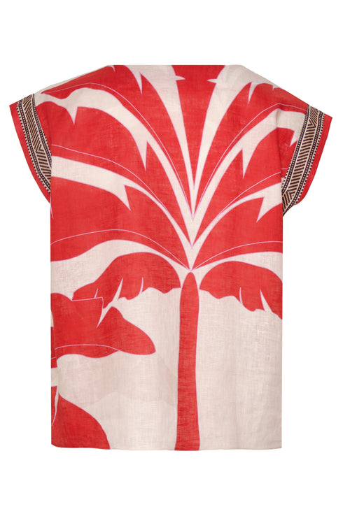 Montera Linen Top / Orange Palms