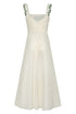 Noelia Embroidered Linen Midi Dress / Ivory Green Buganvilias