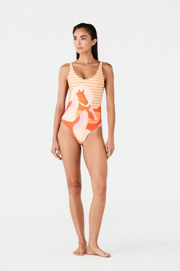 Olympic One Piece / Orange Horses