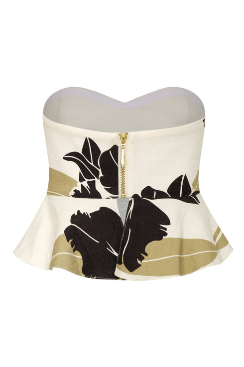 Peplum Cotton Top / Black Orchids