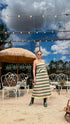 Peplum Linen Top / Green Artisanal Stripes