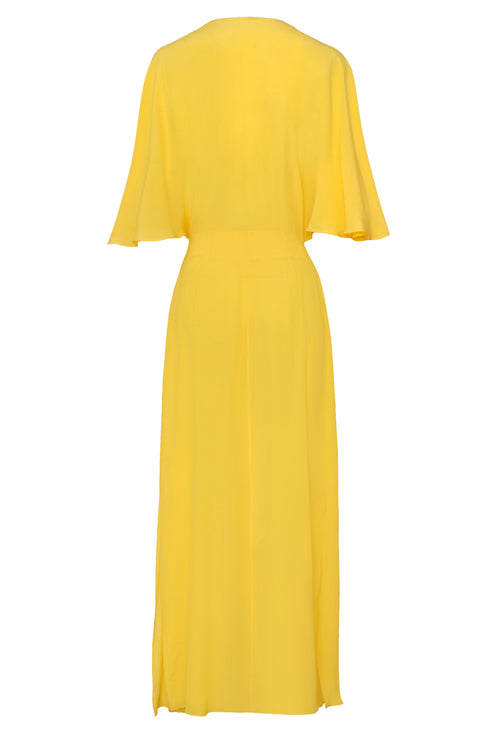 Perla del Sol Silk Midi Dress / Yellow