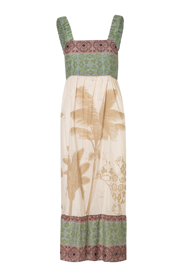 Sol de Occidente Cotton-Silk Midi Dress / Ivory Palms