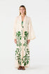 Rafaela Embroidered Kaftan / Ivory Green Buganvilias