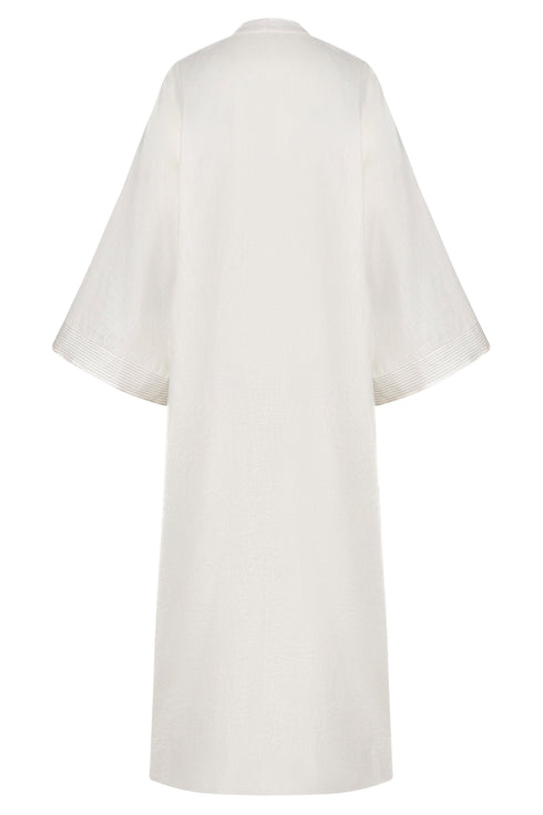 Rafaela Embroidered Kaftan / Ivory Green Buganvilias