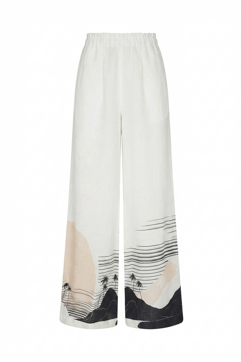 San Benito Linen Pants / Black Tropical Landscape Exclusive