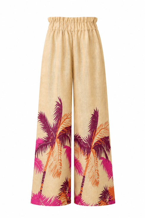 San Benito Linen Pants / Fuchsia Palms Exclusivo