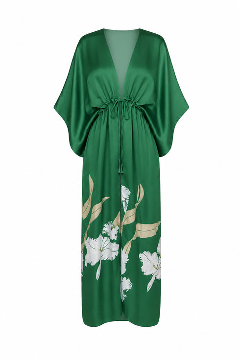 San Cipriano Satin Silk Tunic / Green Exclusivo